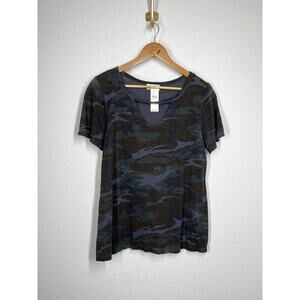 Anthropologie T.la Small S Camouflage Cutout Tee Camo Short Sleeves Sample
